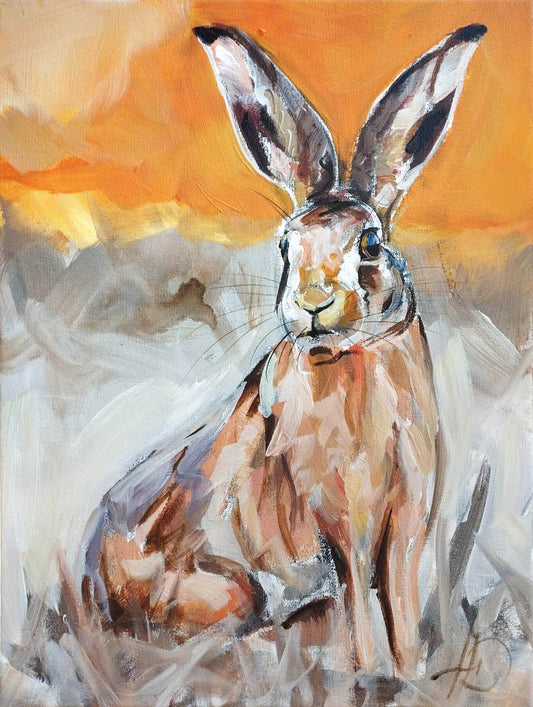 Gemälde Feldhase – handgemaltes Original Acrylbild (30 x 40 cm)