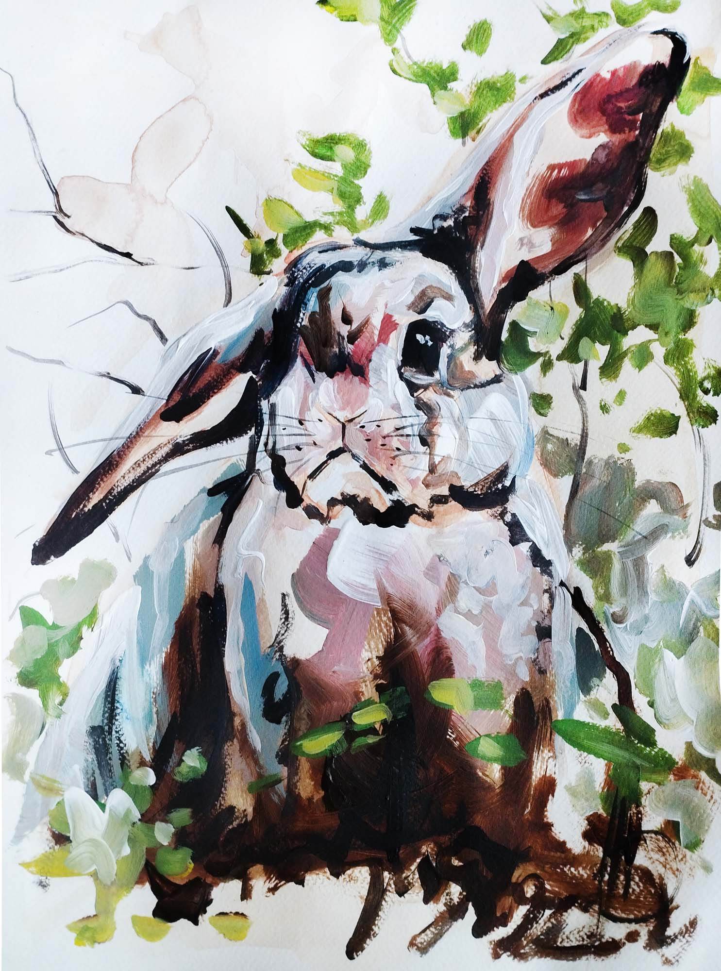 Aquarellbild Kaninchen II (30 × 40 cm)