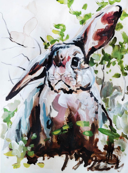 Aquarellbild Kaninchen II (30 × 40 cm)