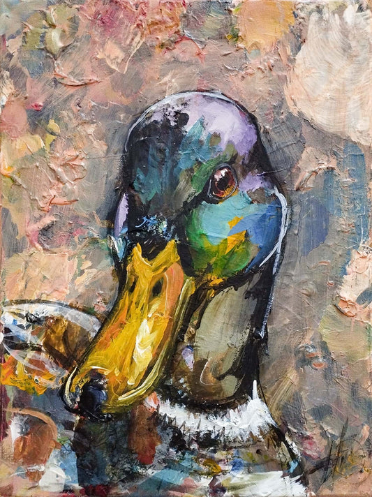 Heinz Acrylbild Acrylgemälde auf Leinwand - „Ente“ 30 x 40 cm