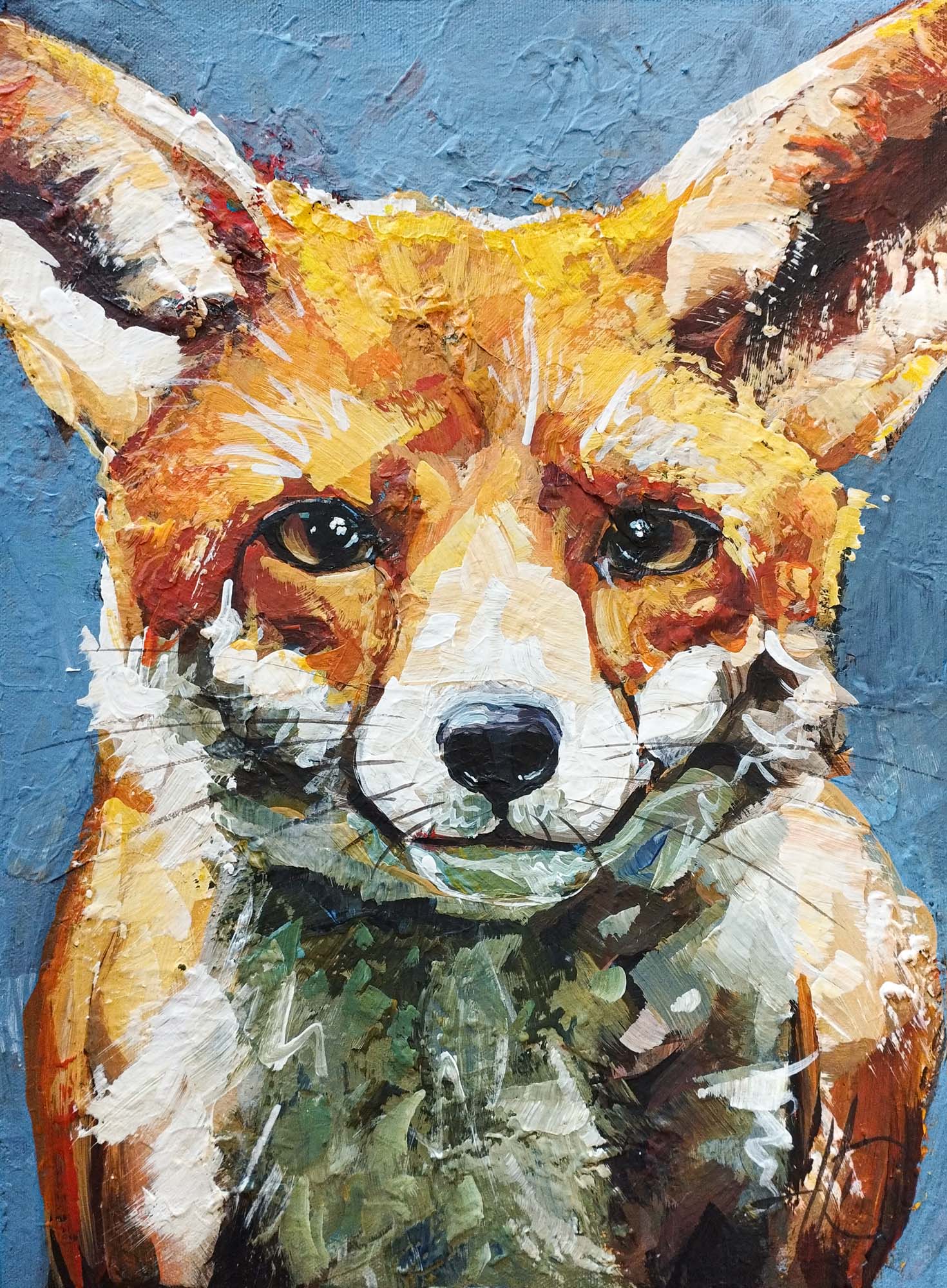 Heinz Acrylbild Acrylgemälde auf Leinwand - „Fuchsblick – geheimnisvoll & wachsam“ 30 x 40 cm