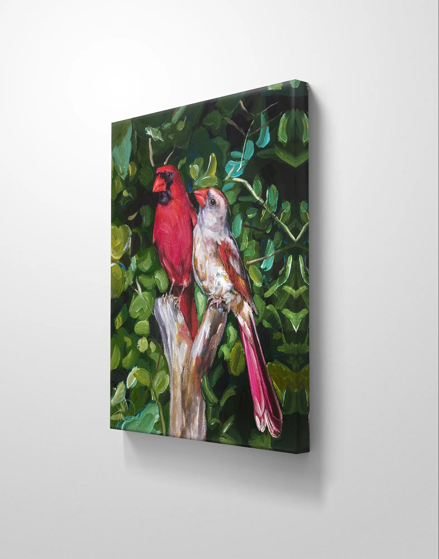 Gemälde Kardinalspaar – handgemaltes Original Acrylbild (40 x 50 cm)