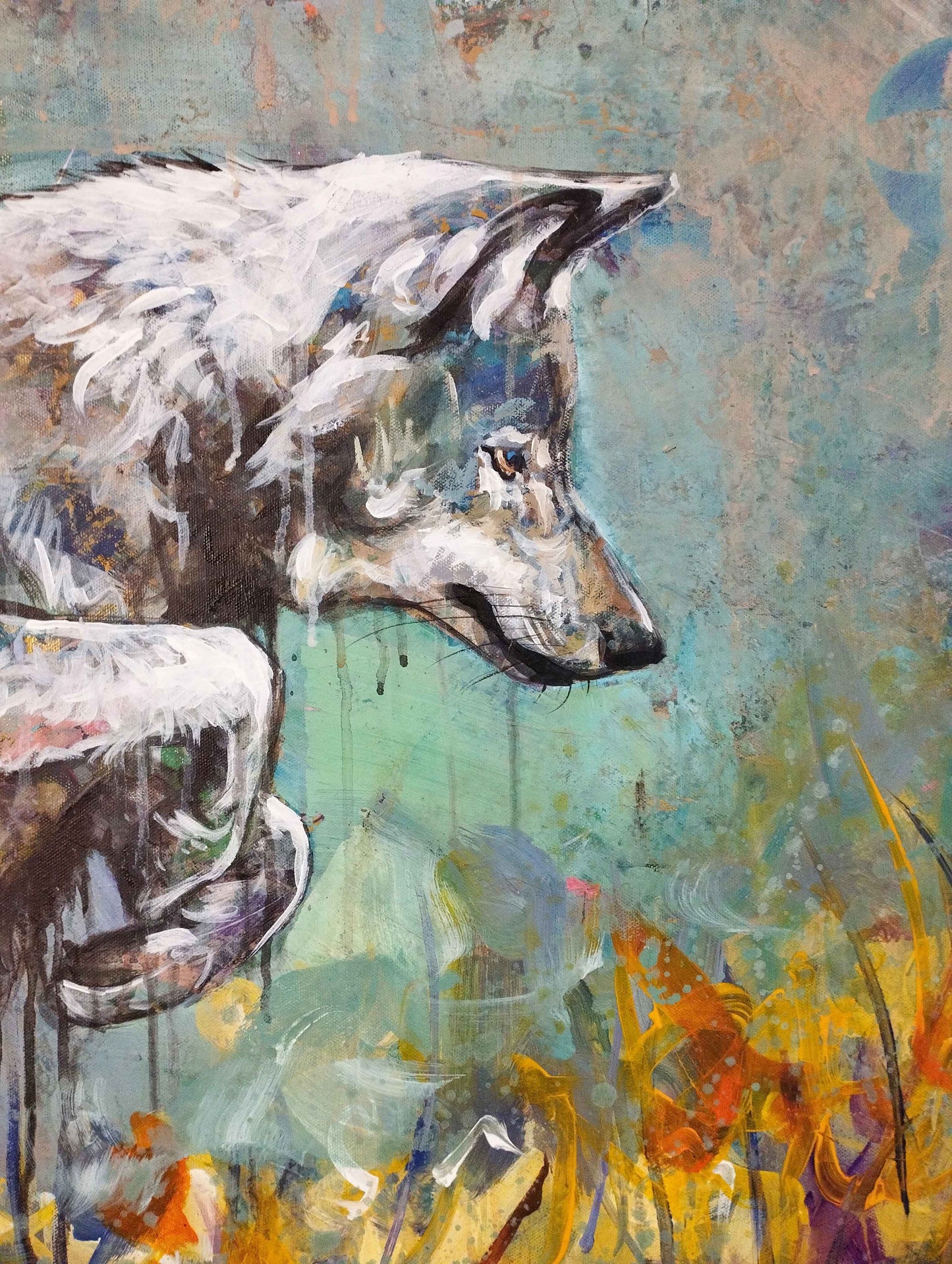 Painting 'Gaze of the Wolf' 50 x 60 cm