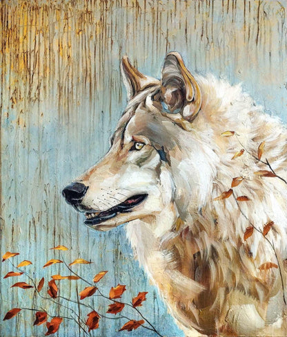 Premium Gemälde 'Wolf Jagd' 112 x 95 cm - Heinz