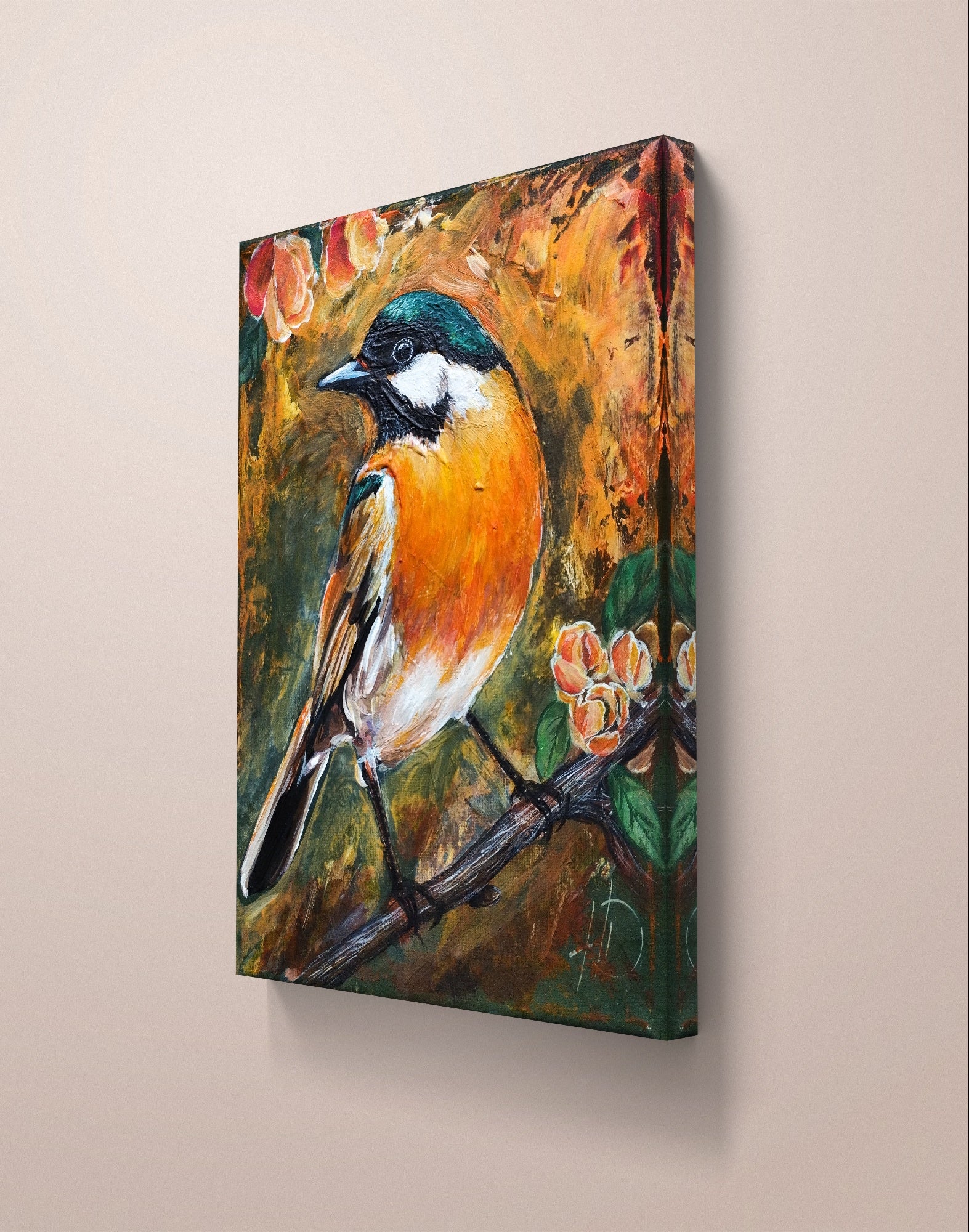 Gemälde "Zwitschergrüße" 18 x 24 cm - Heinz