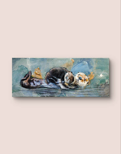 Gemälde Otter – handgemaltes Original Acrylbild (50 x 20 cm)