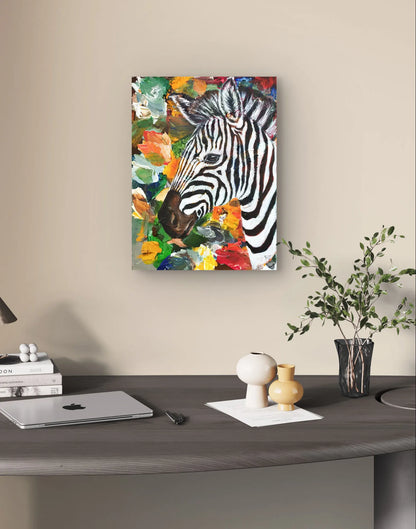 Painting Zebra on the Savannah – hand-painted original acrylic painting (30 x 40 cm)