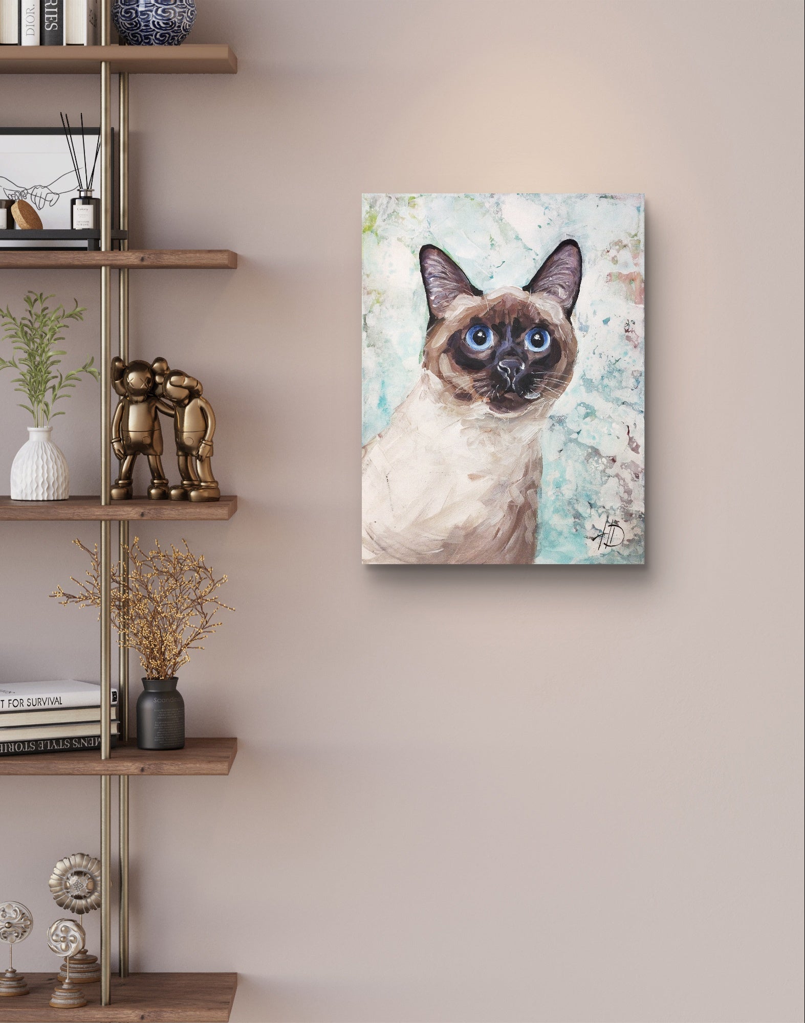 Heinz Acrylbild Acrylgemälde auf Leinwand - "Katzenblick mit Tiefe" 30 x 40 cm