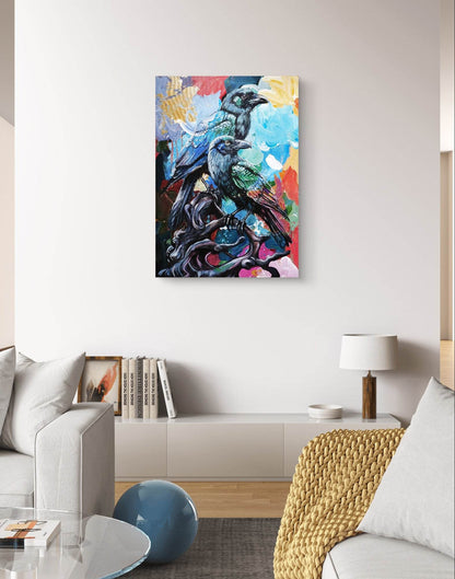 Gemälde Raben – handgemaltes Original Acrylbild (50 x 70 cm)