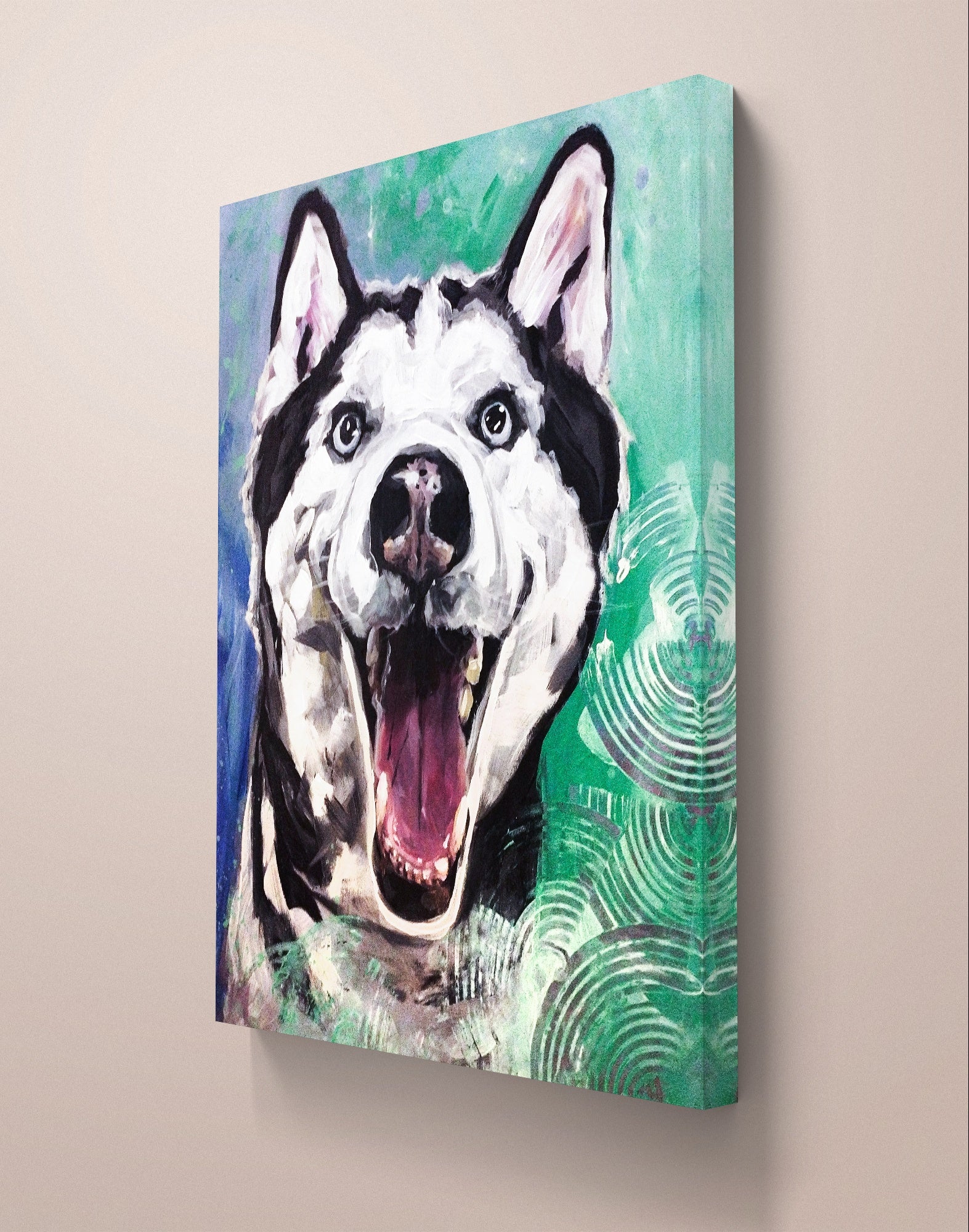 Heinz Acrylbild Acrylgemälde auf Leinwand - "Husky mit Seele" 30 x 40 cm