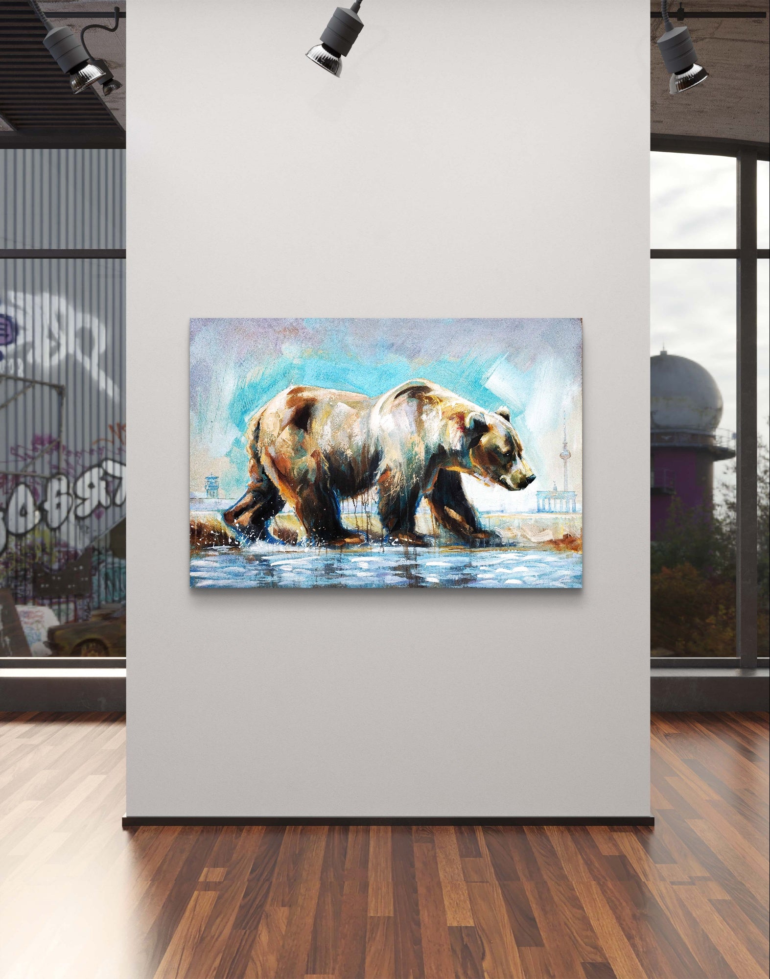 Heinz Acrylbild Acrylgemälde auf Leinwand - „Berliner Trott“ 78,5 × 115 cm