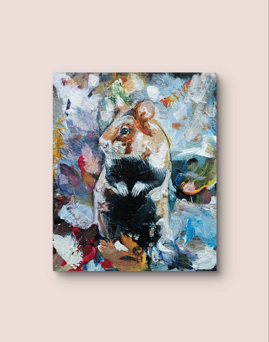 Wandbild Hamster Acryl auf Leinwand (27 x 22 cm) - H1Z Art – Zeitgenössische Kunst aus Leipzig