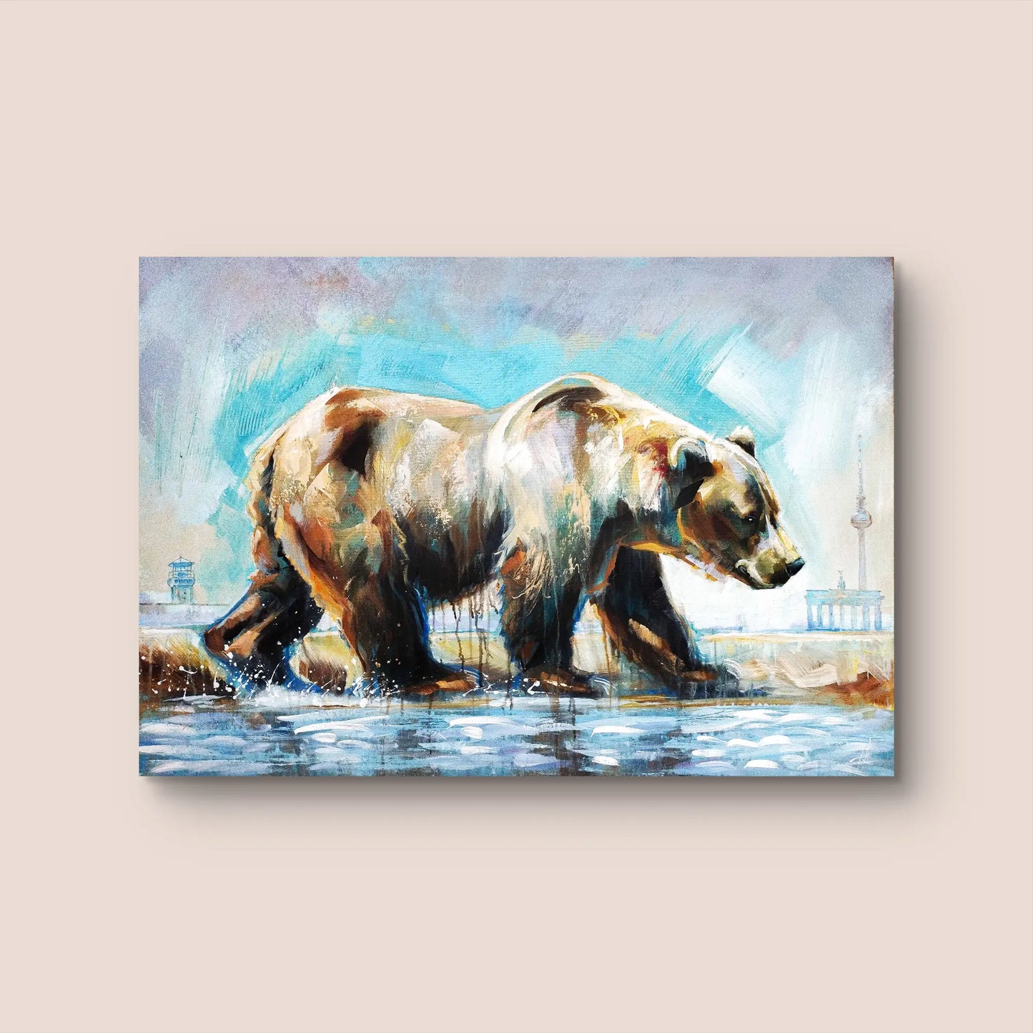 Painting Berlin Bear – hand-painted original acrylic painting (78 x 115 cm)