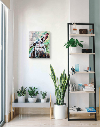 Heinz Acrylbild Acrylgemälde auf Leinwand - „Wiesensprung – Kaninchen III“ 30 x 40 cm