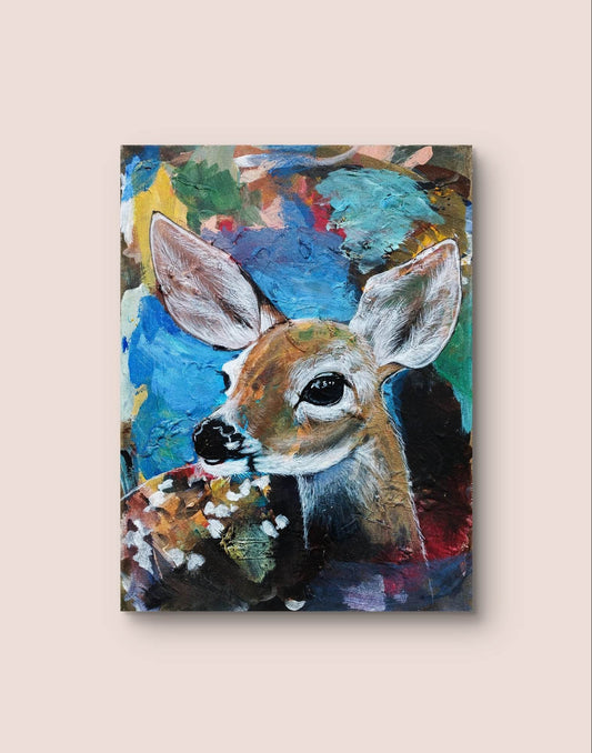 Wandbild Reh Acryl auf Leinwand (30 x 40 cm) - H1Z Art – Zeitgenössische Kunst aus Leipzig