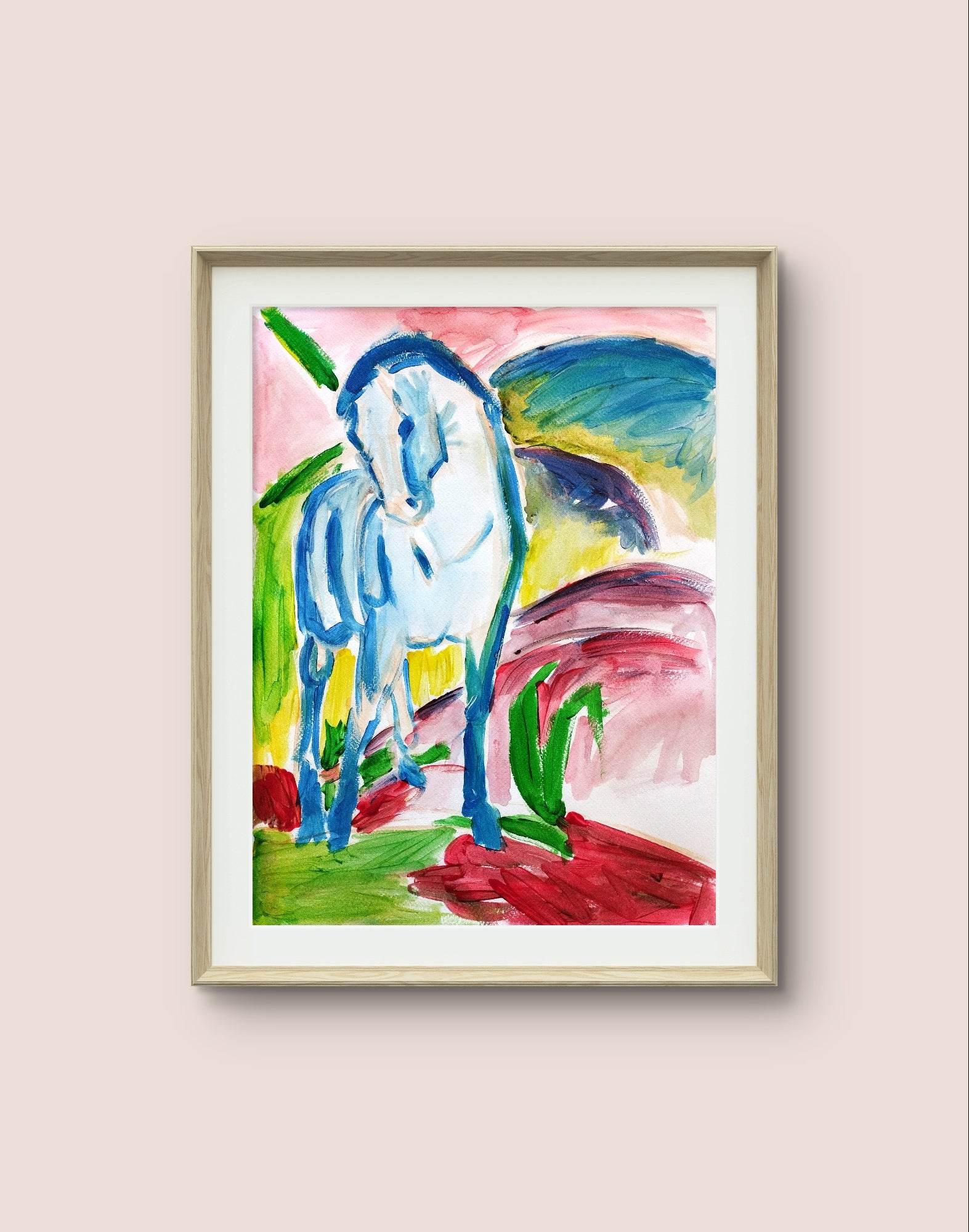 Aquarellbild Der Blaue Reiter von Franz Marc (30 × 40 cm)