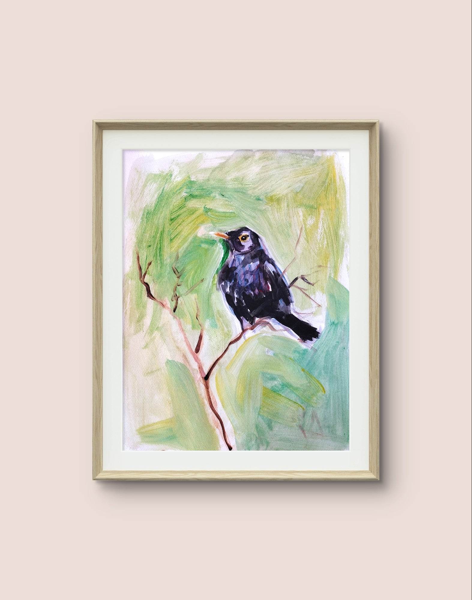 Aquarellbild Amsel (30 × 40 cm)