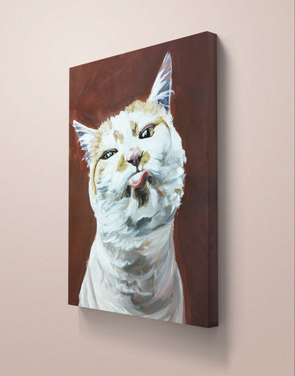 Gemälde freche Katze – handgemaltes Original Acrylbild (30 x 40 cm)