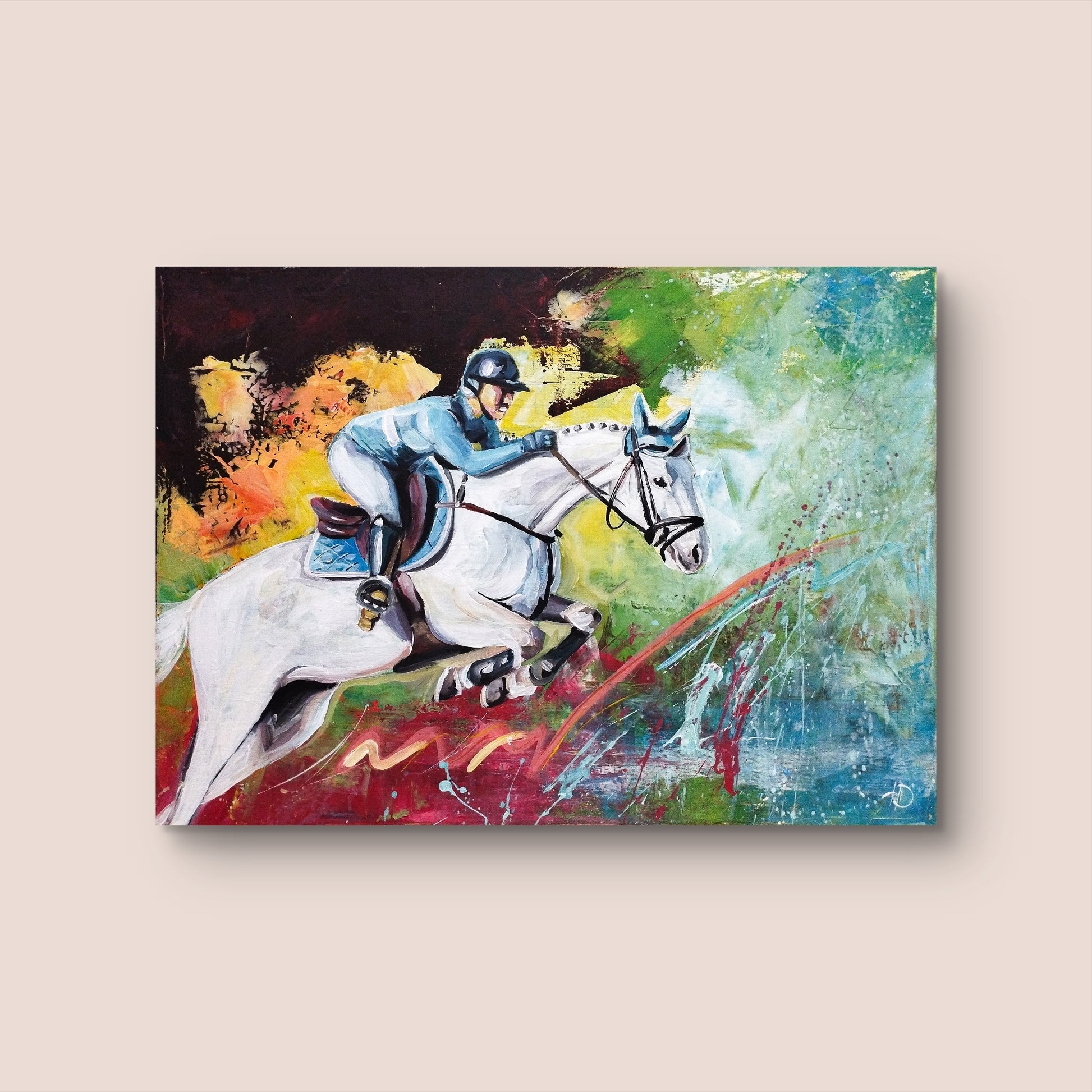 Heinz Acrylbild Acrylgemälde auf Leinwand - „Galopp der Farben“ 50 x 70 cm