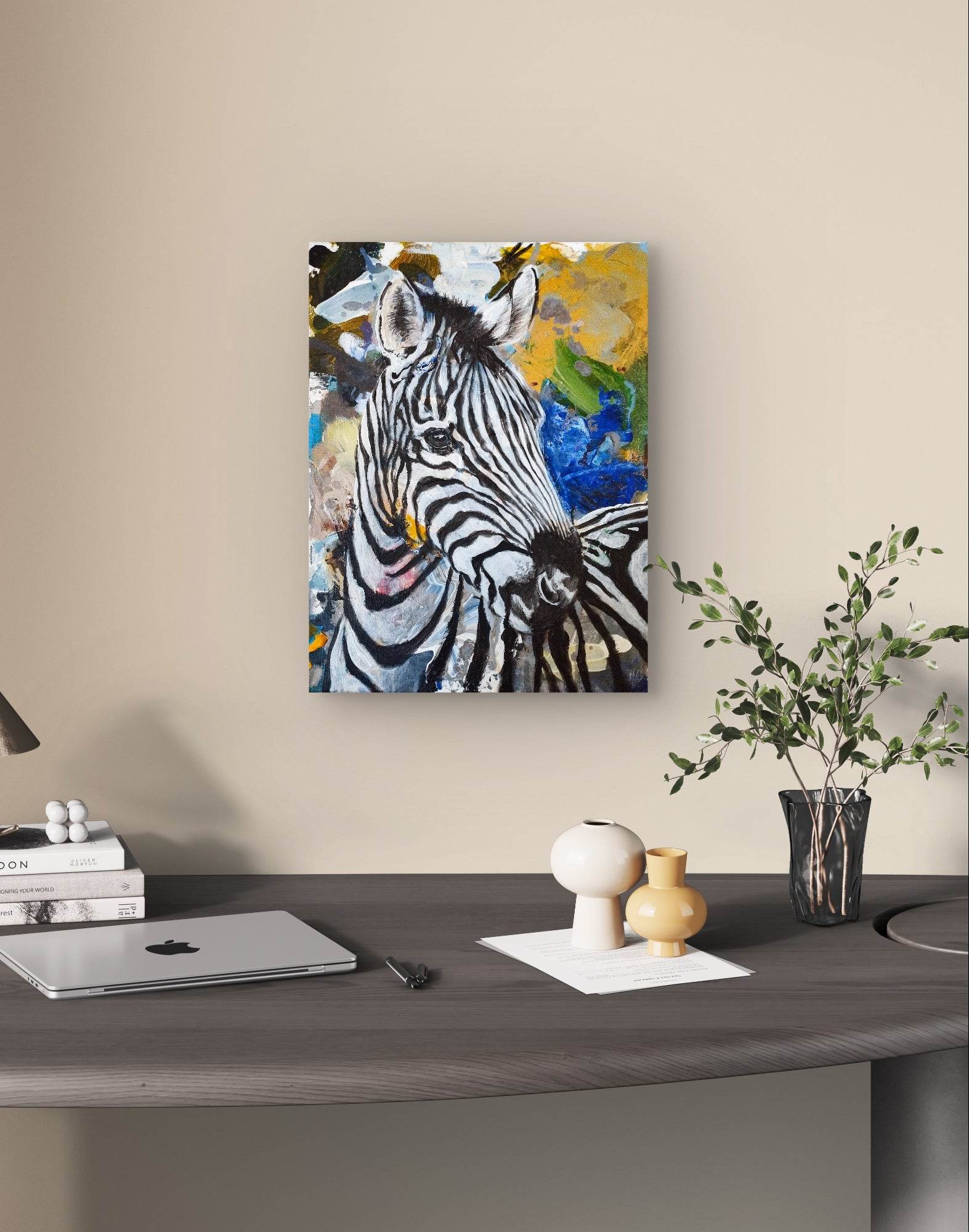 Wandbild Zebra Acryl auf Leinwand (30 x 40 cm) - H1Z Art – Zeitgenössische Kunst aus Leipzig