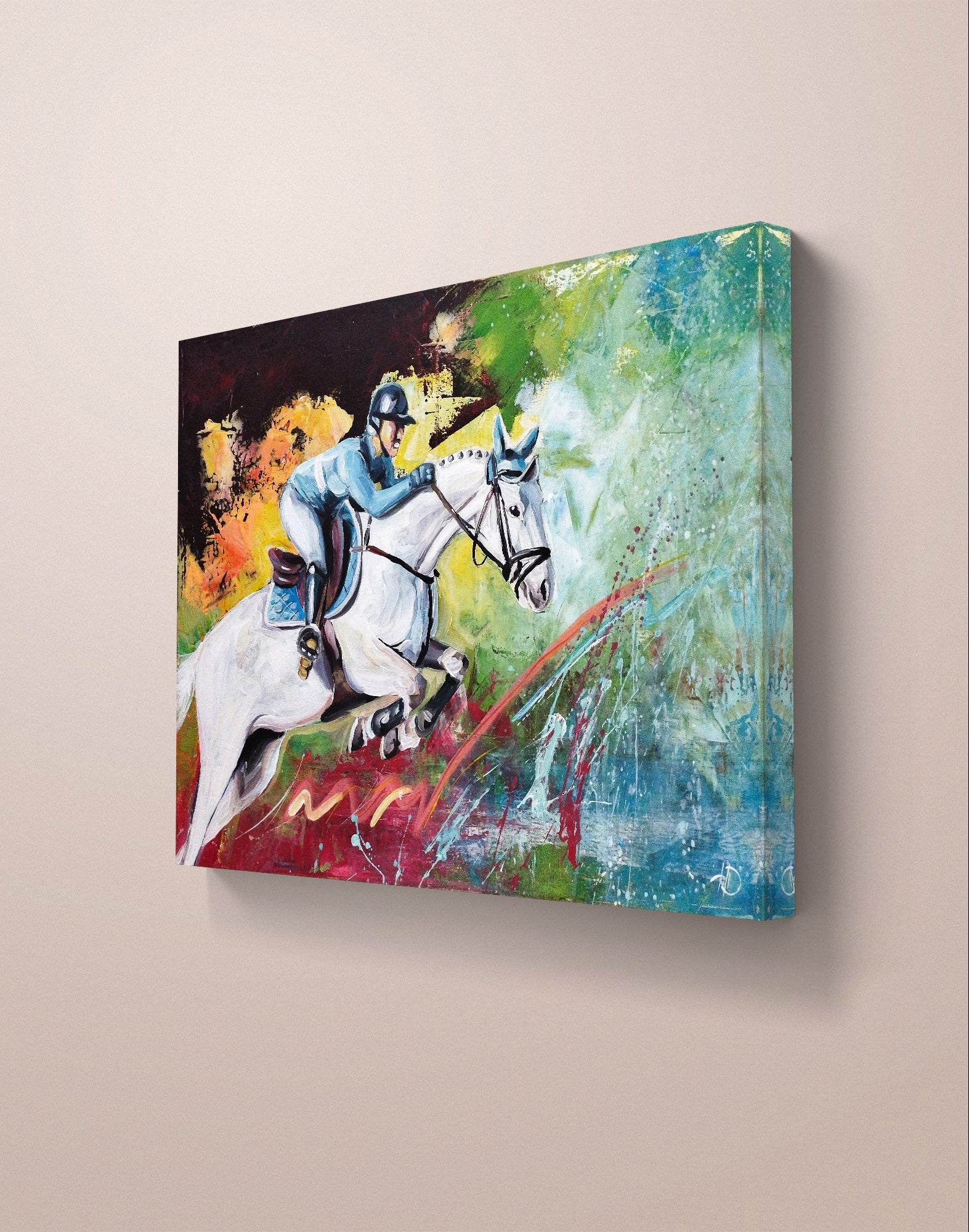 Heinz Acrylbild Acrylgemälde auf Leinwand - „Galopp der Farben“ 50 x 70 cm