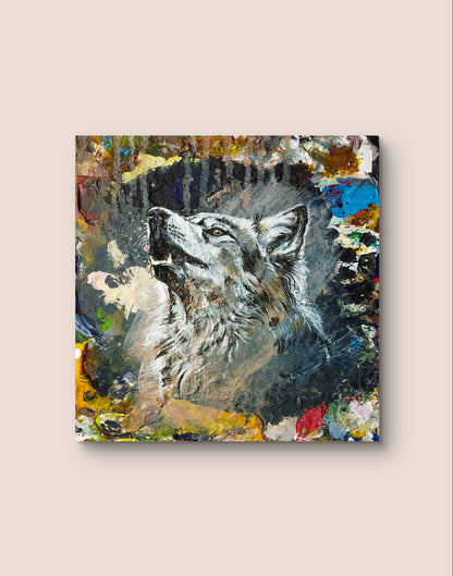 Premium Gemälde "Einsamer Jäger" 24 x 22 cm - Heinz