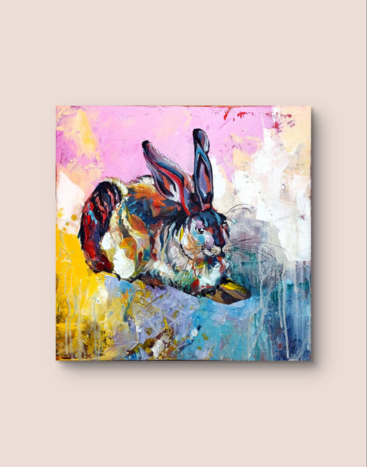 Premium Gemälde "Dürers Feldhase – Neu interpretiert" 50 x 50 cm - Heinz
