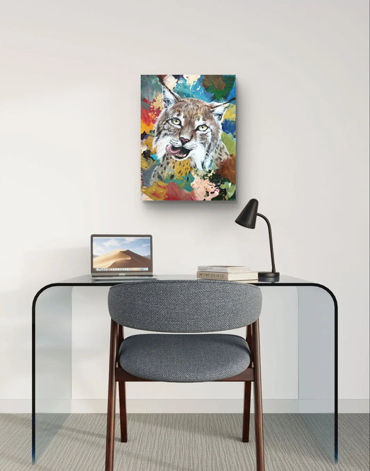 Lynx painting – hand-painted original acrylic painting (30 x 40 cm)