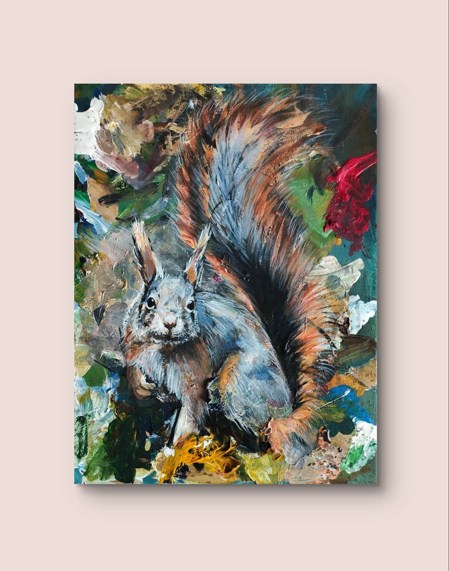 Gemälde Eichhörnchen – handgemaltes Original Acrylbild (30 x 40 cm)