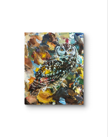 Gemälde Eule – handgemaltes Original Acrylbild (40 x 50 cm)