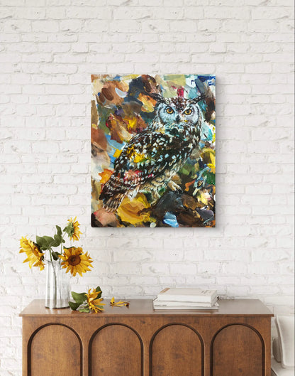 Gemälde Eule – handgemaltes Original Acrylbild (40 x 50 cm)