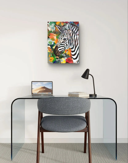 Painting Zebra on the Savannah – hand-painted original acrylic painting (30 x 40 cm)