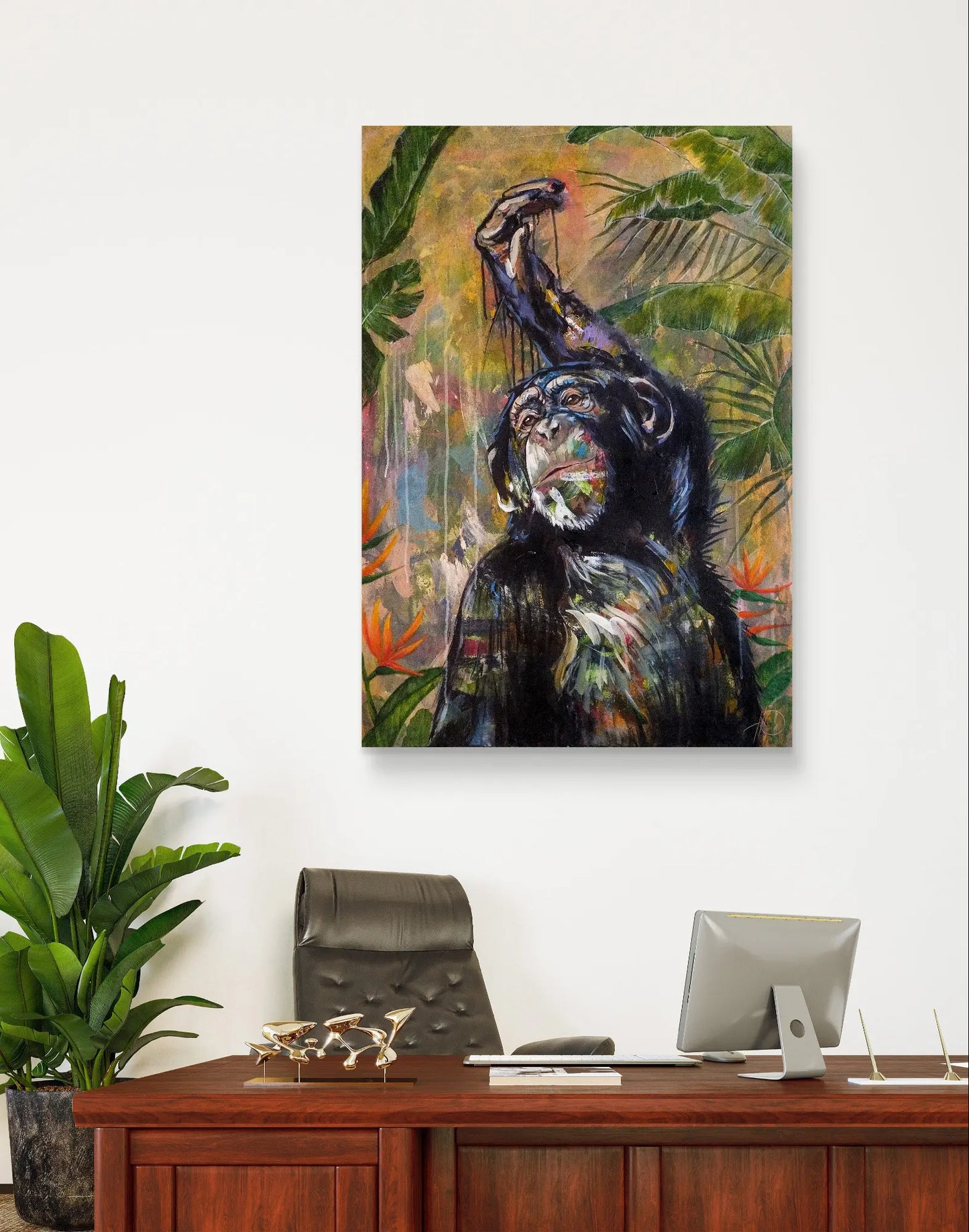 Gemälde eleganter Affe – handgemaltes Original Acrylbild (96 x 67 cm)