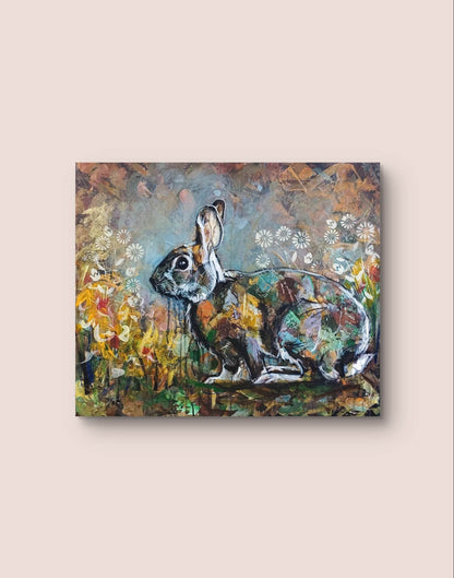Gemälde süßer Kaninchen – handgemaltes Original Acrylbild (50 x 60 cm)