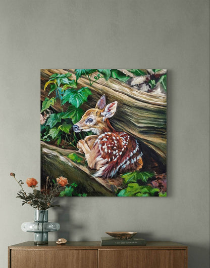 Heinz Acrylbild Wandbild junges Reh Acryl auf Leinwand (100 x 100 cm)