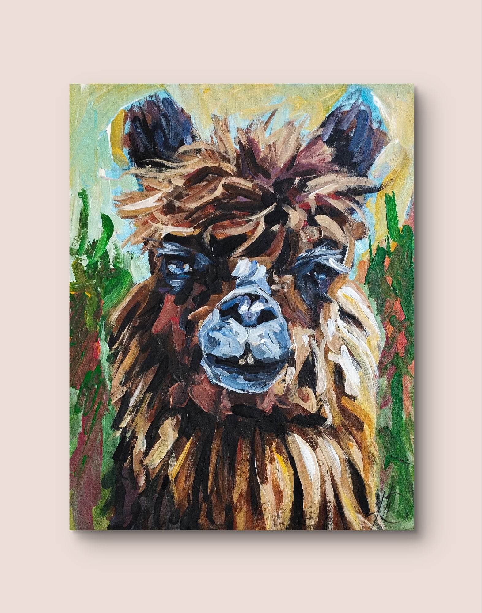 Gemälde Alpaka – handgemaltes Original Acrylbild (30 x 40 cm)