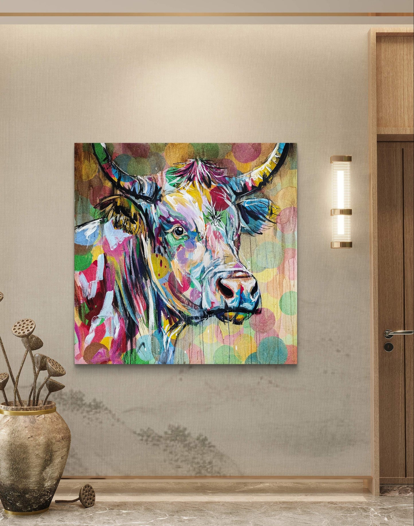 Heinz Acrylbild Acrylgemälde auf Leinwand - „Stille Weide – Seele in Braun und Gold“ 120 x 120 cm