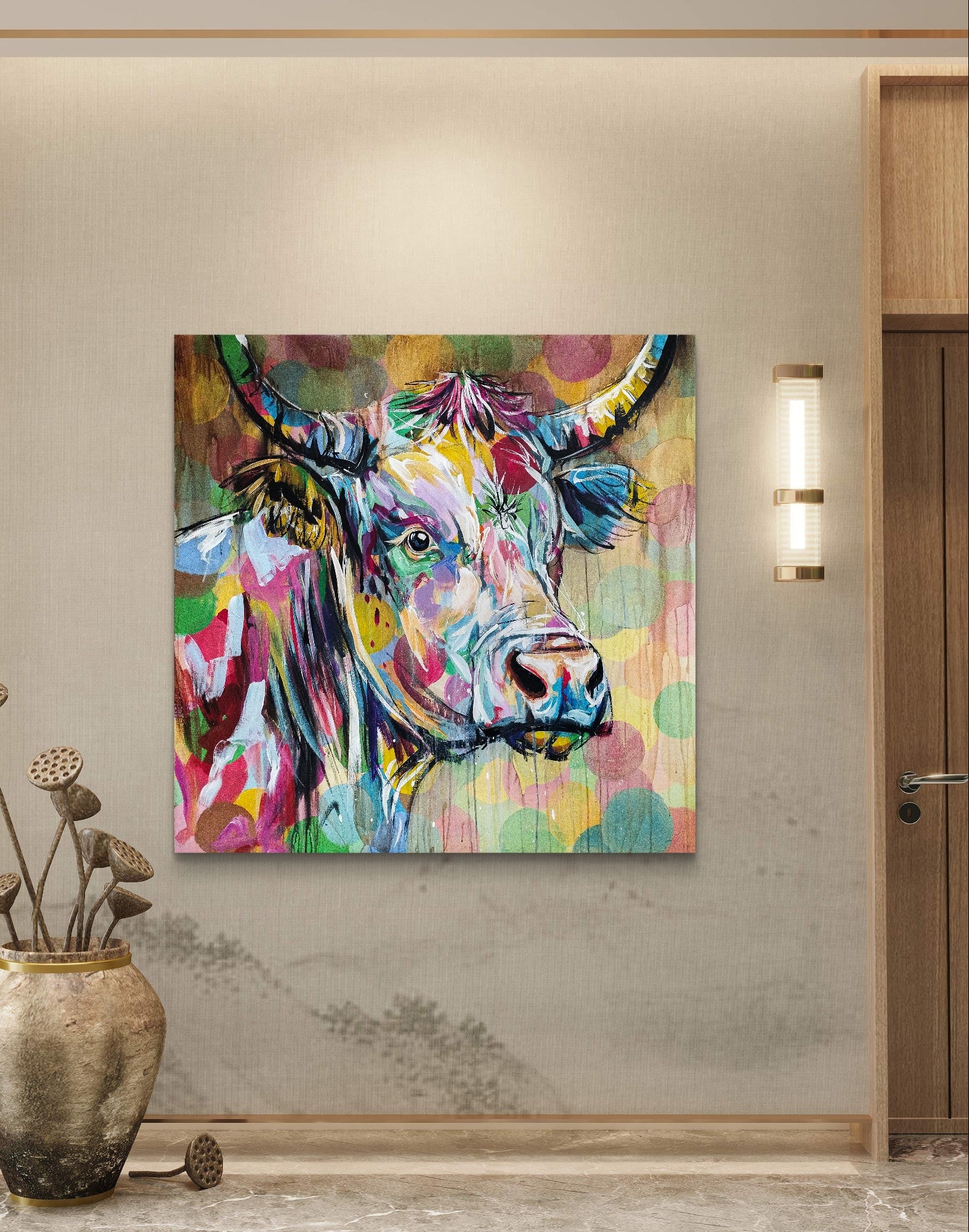 Heinz Acrylbild Acrylgemälde auf Leinwand - „Stille Weide – Seele in Braun und Gold“ 120 x 120 cm