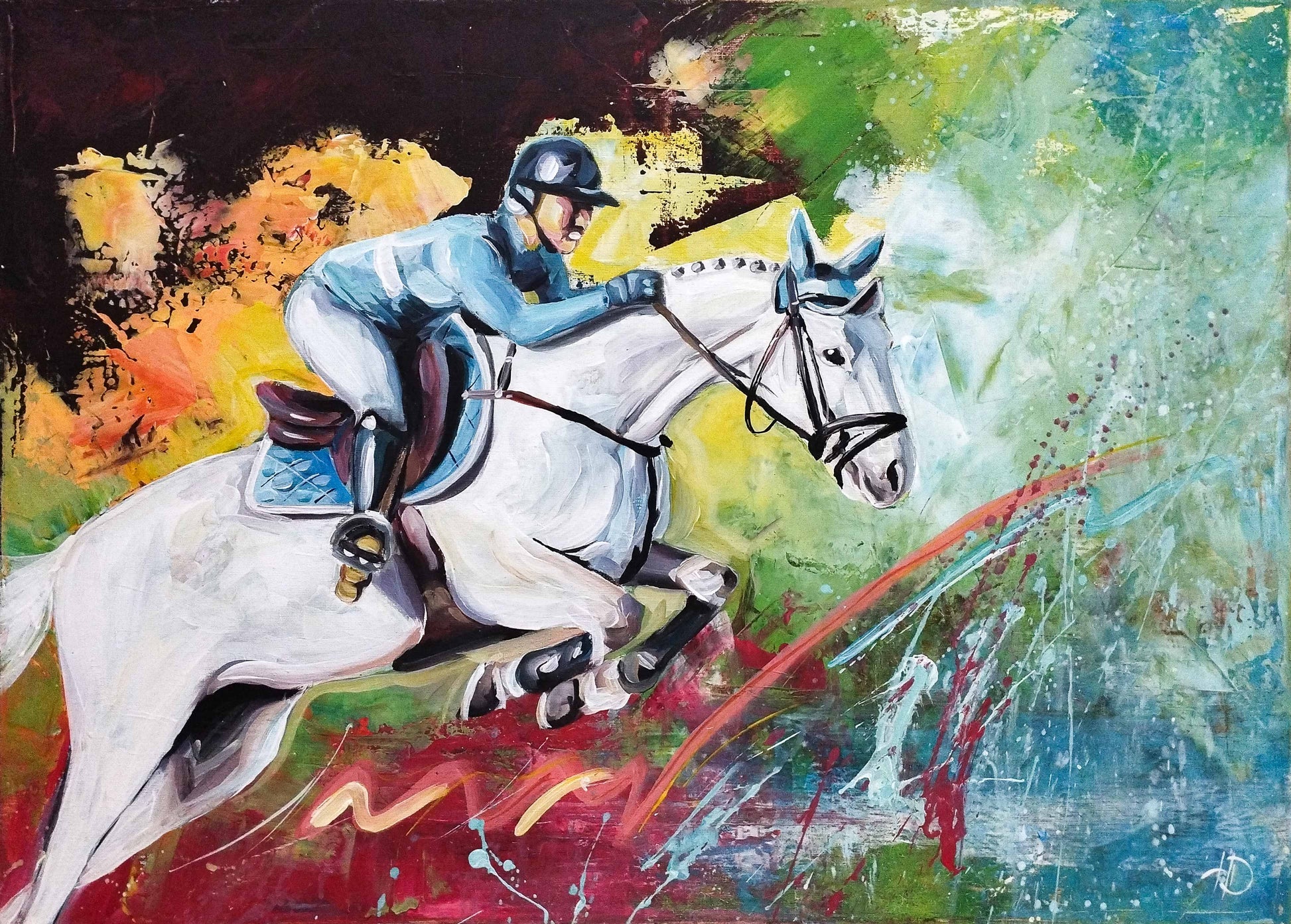 Heinz Acrylbild Acrylgemälde auf Leinwand - „Galopp der Farben“ 50 x 70 cm