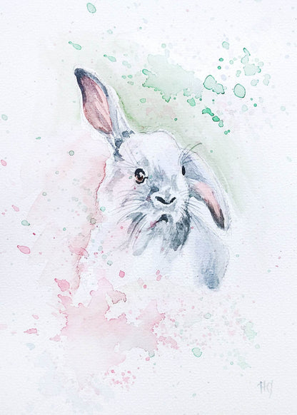 Postkarte „Kaninchen“ – Handgemalt