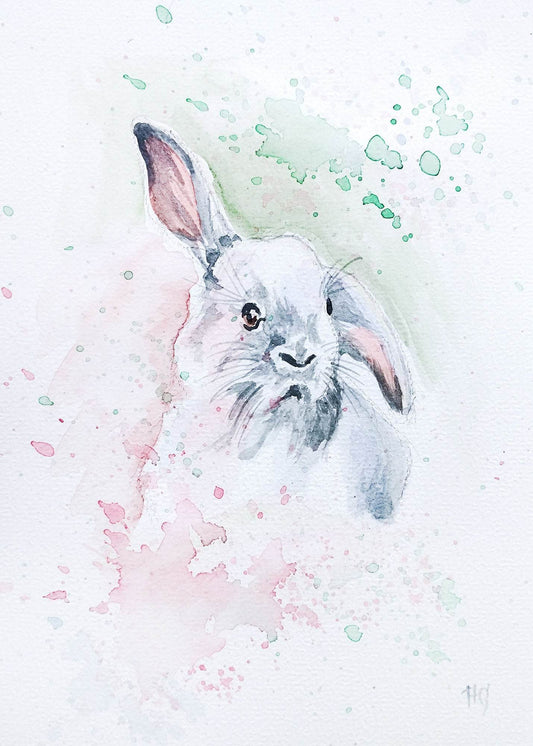 Postkarte „Kaninchen“ – Handgemalt