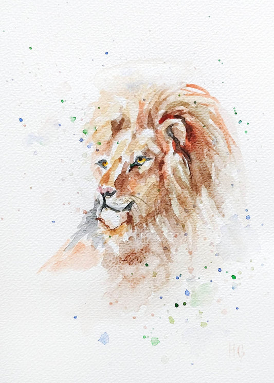 Postkarte „Löwe“ – Handgemalt