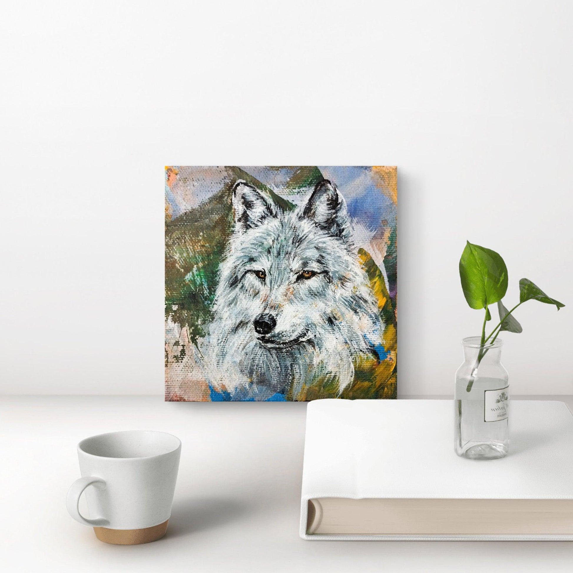 Premium Gemälde "Wolf 1" 11 x 10,5 cm - Heinz