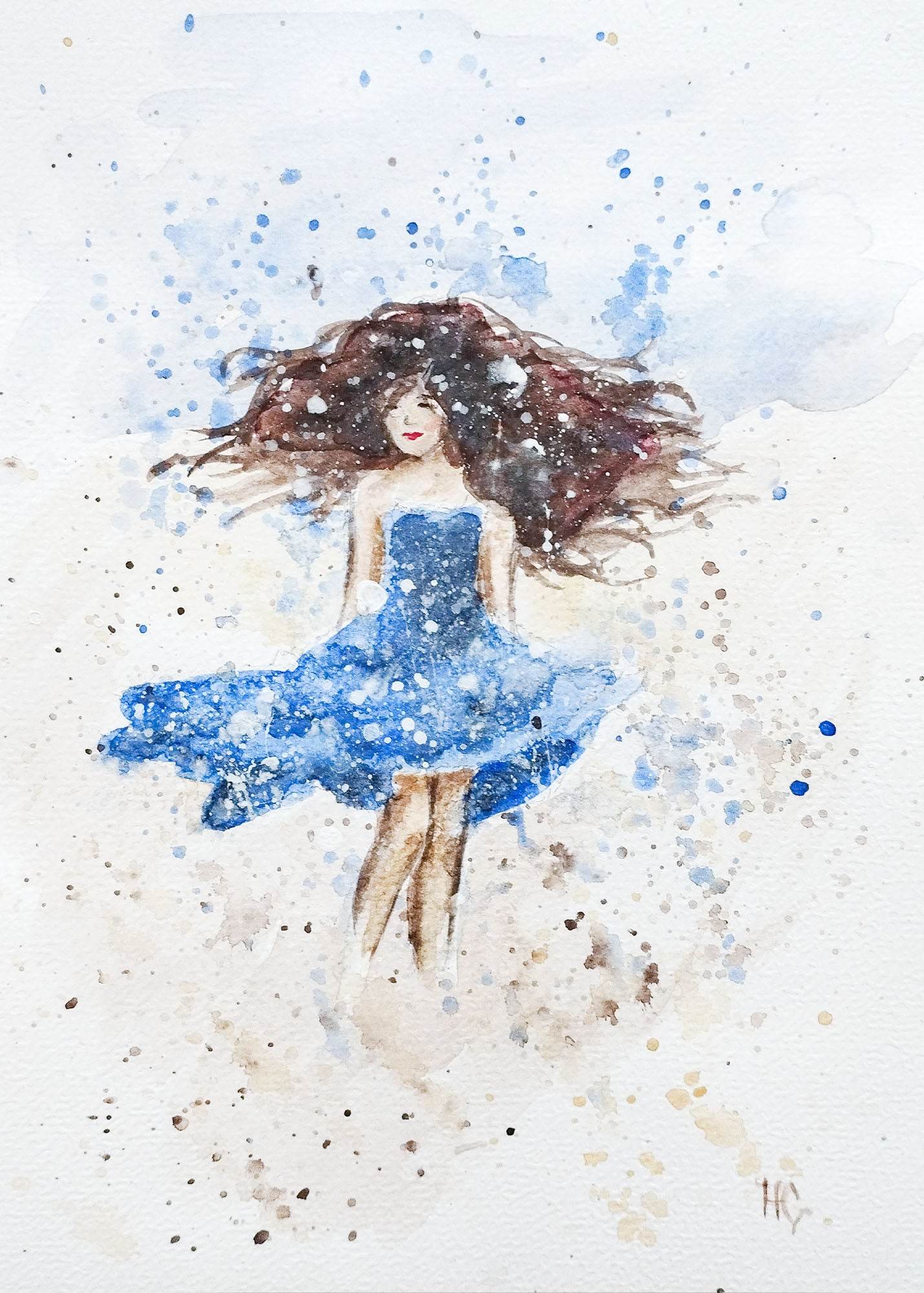 Postkarte „Tanzkind“ – Handgemalt