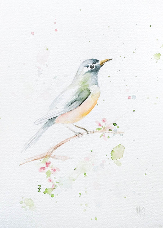 Postkarte „Rotkehlchen“ – Handgemalt