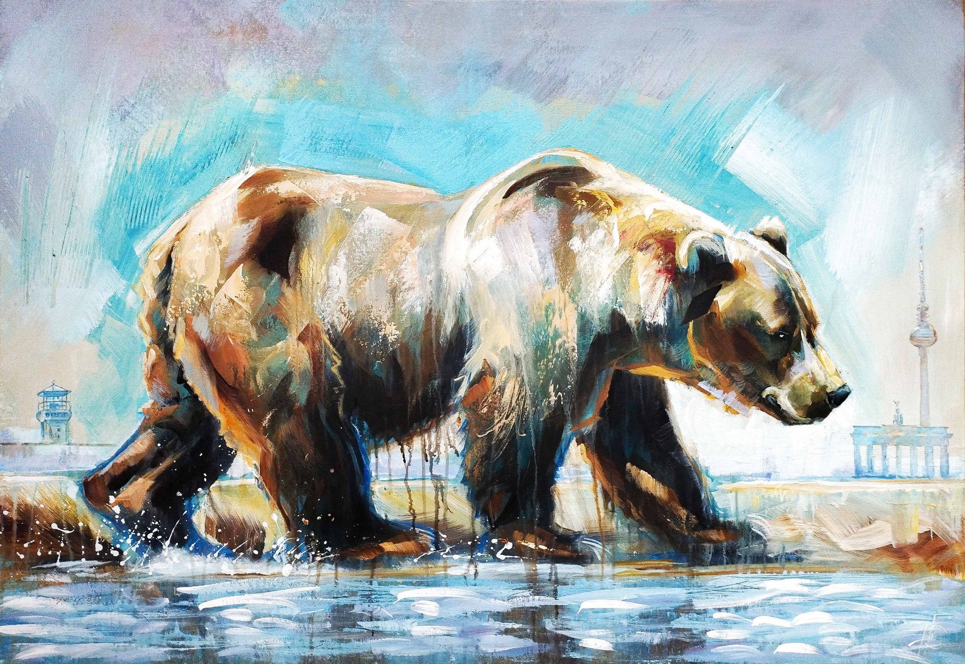 Heinz Acrylbild Acrylgemälde auf Leinwand - „Berliner Trott“ 78,5 × 115 cm