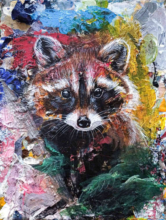 Gemälde Waschbär – handgemaltes Original Acrylbild (18 x 24 cm)