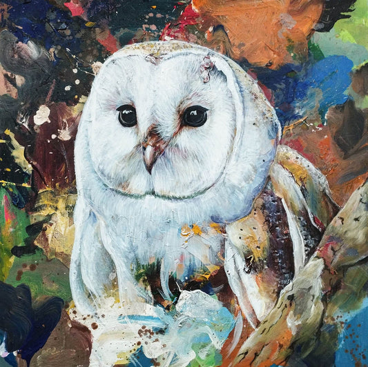 Gemälde Schleiereule – handgemaltes Original Acrylbild (50 x 50 cm)