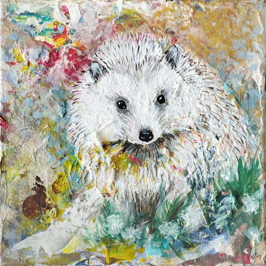 Gemälde Igel II – handgemaltes Original Acrylbild (20 x 20 cm)