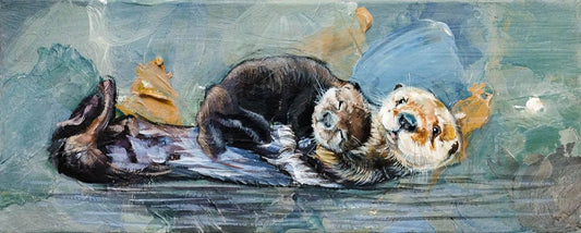 Gemälde Otter – handgemaltes Original Acrylbild (50 x 20 cm)